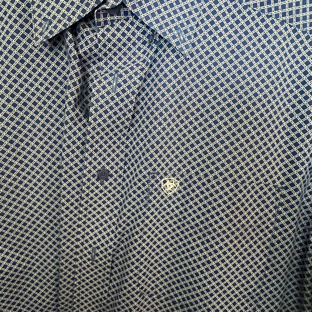 Ariat short sleeve Men's Blue Checkered Dress Shirt